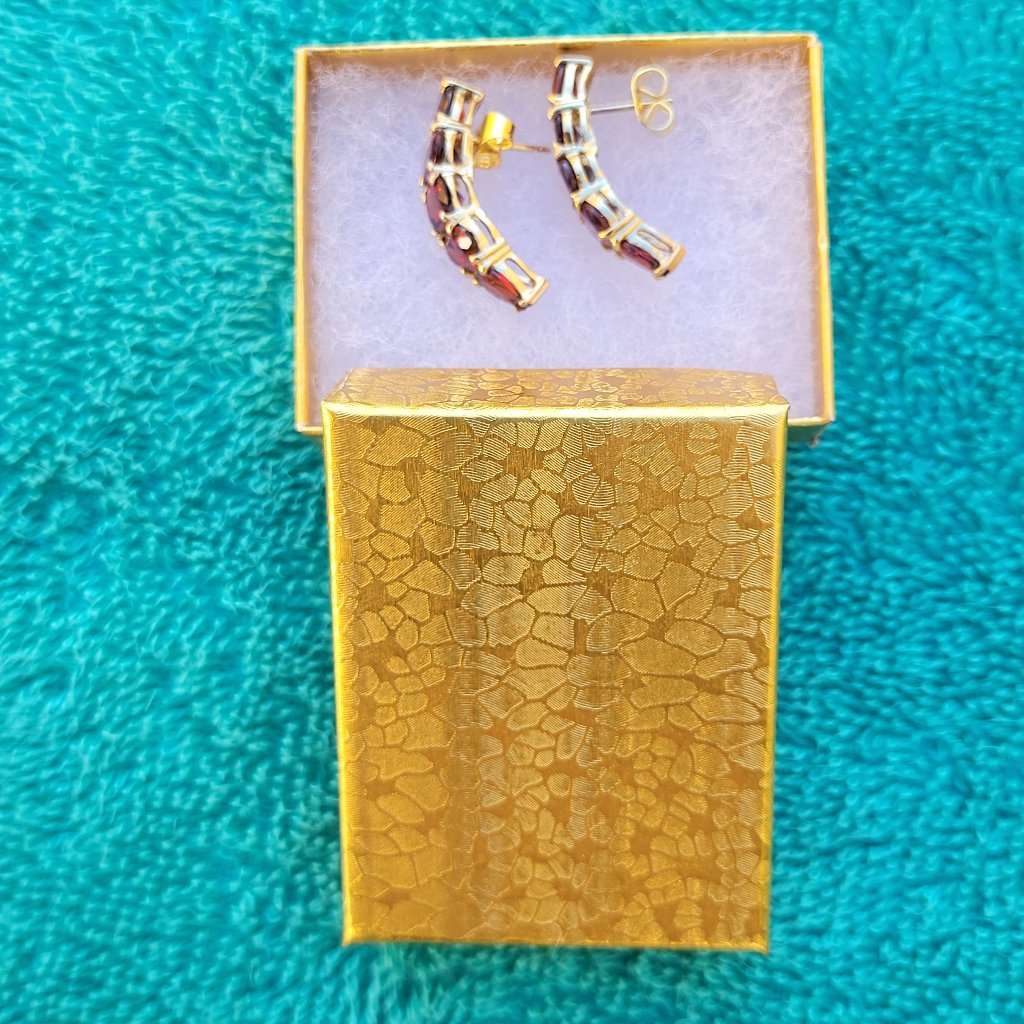 Garnet & 10karat Yellow Gold Dangle Earrings